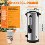 Cecaylie Glühweinkocher 8/10 L aus Edelstahl mit Zapfhahn & Thermostat