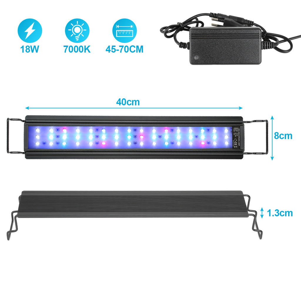 LED Aquariumbeleuchtung Vollspektrum mit Timer – 10–45 W, 30–130 cm