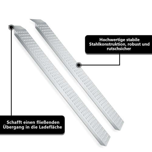 2er Set Auffahrrampen 160 cm aus verzinktem Stahl – bis 400 kg pro Paar