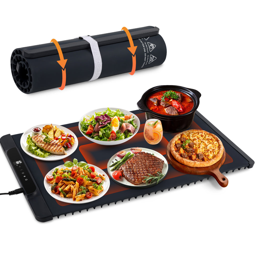Elektrische Warmhalteplatte 240 W, 50–100 °C, faltbar mit Timer