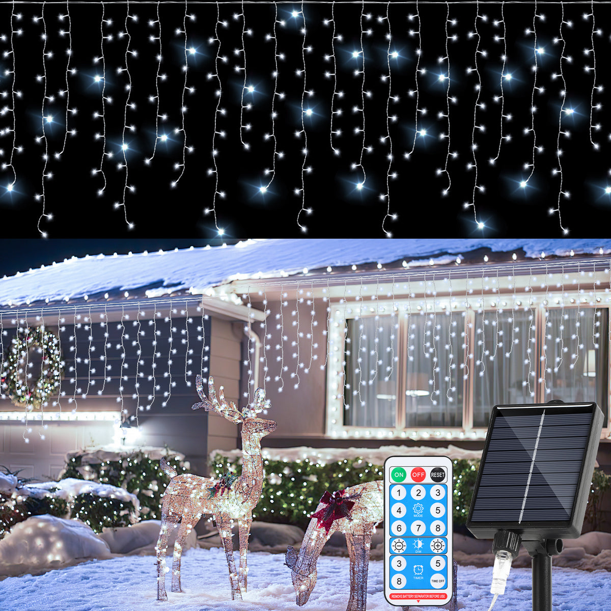 Solar Eisregen Lichterkette Weihnachtsbeleuchtung