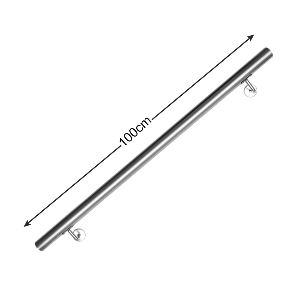 Cecaylie Handlauf Edelstahl Ø42 mm, Treppenhandlauf zur Wandmontage, 50–200 cm, Silber
