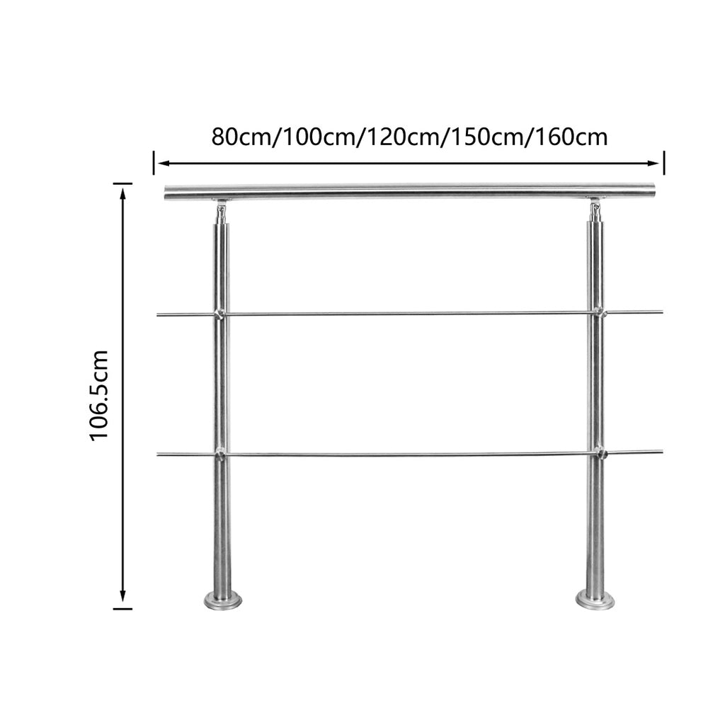Cecaylie Edelstahl Treppengeländer 80–180 cm, Handlauf aus Edelstahl 201, verschiedene Querstreben