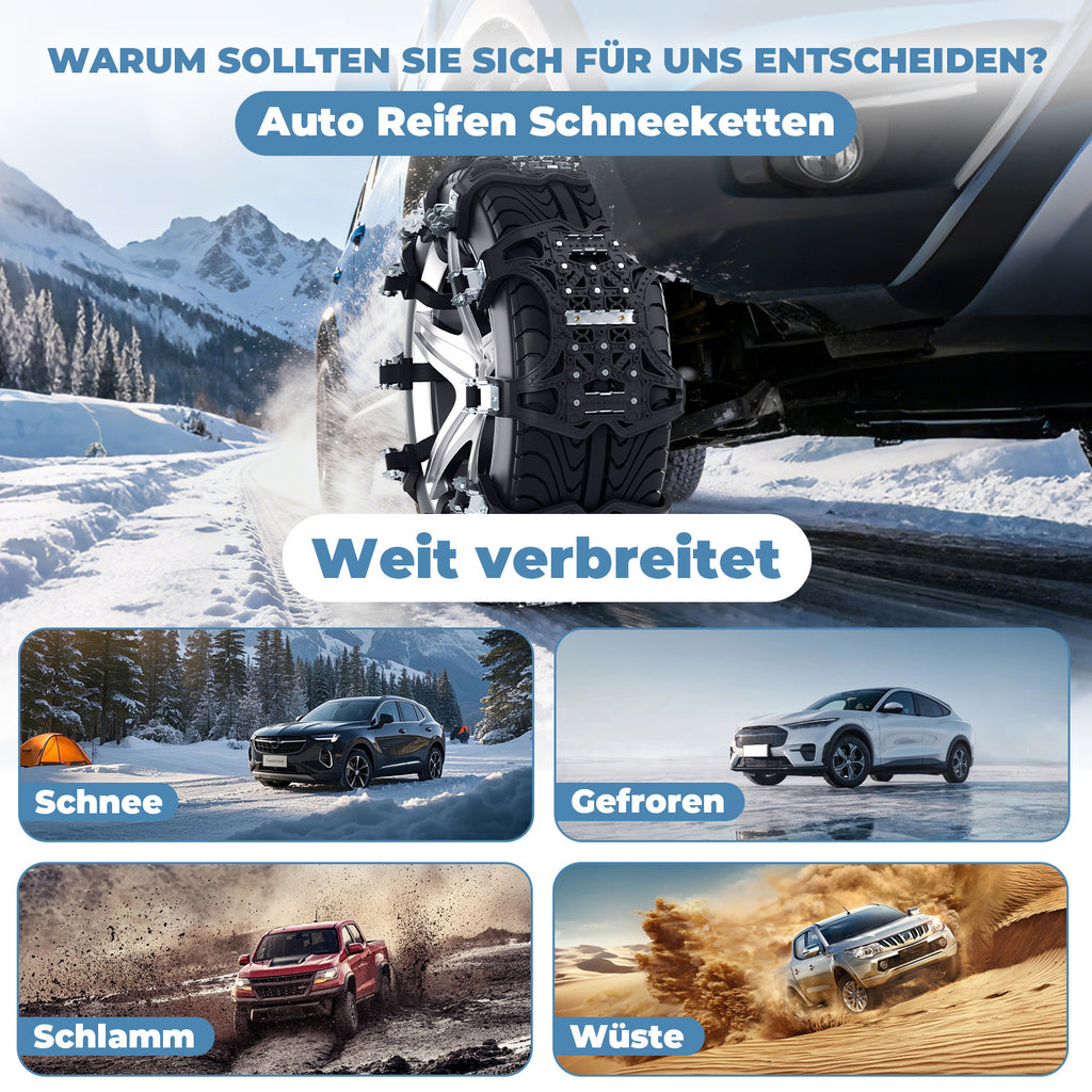 Cecaylie Schneeketten für Autoreifen, 6er/12er Set, Anfahrhilfe für Schnee und Eis
