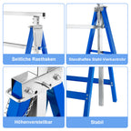 Höhenverstellbare Arbeitsböcke 80–130 cm – 2er/4er Set, Blau oder Schwarz