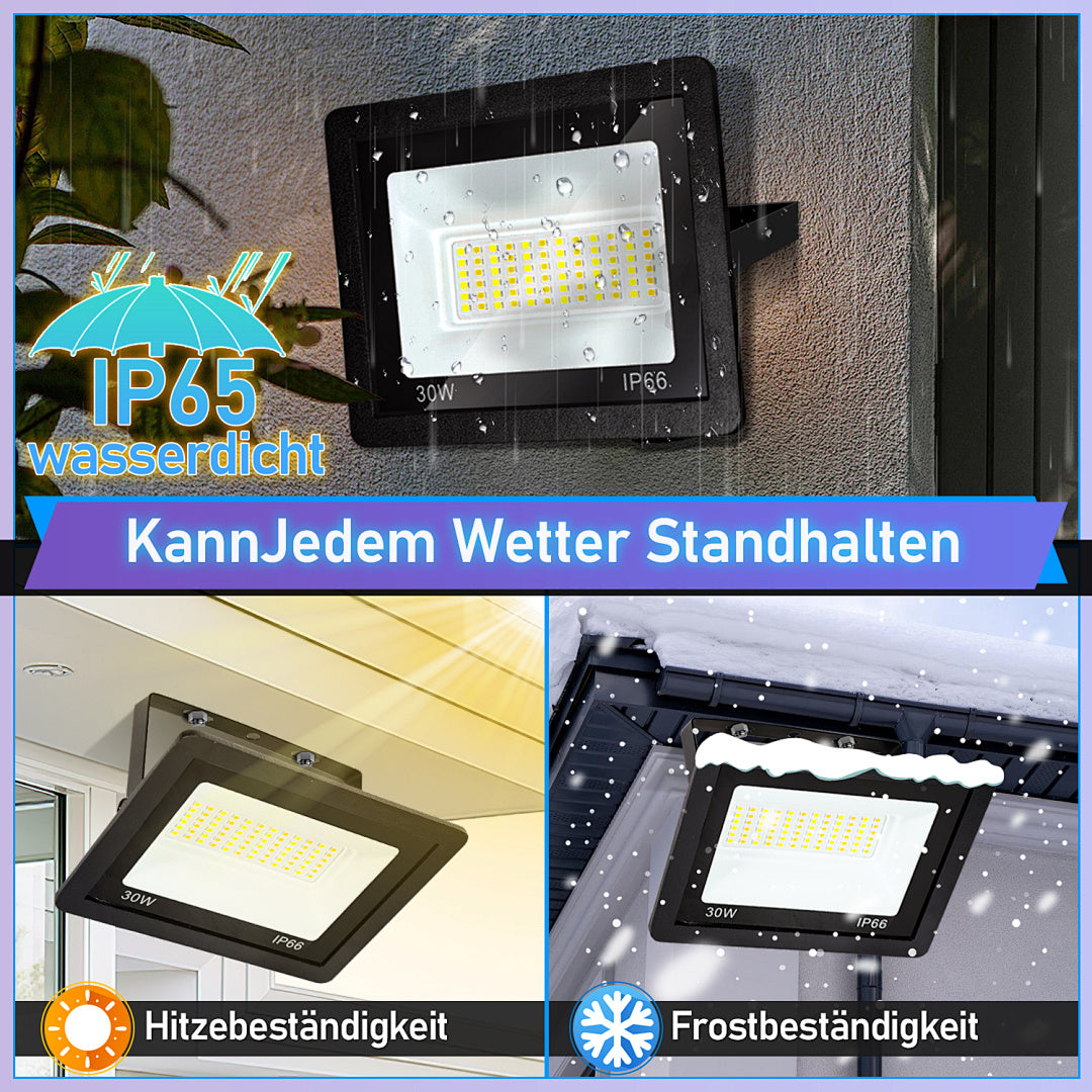 Cecaylie LED Fluter Außen 10–100W, 3 Lichtfarben einstellbar, IP66, 3000/4000/6500K