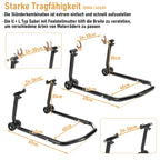 2er Set Motorrad-Montageständer vorne & hinten, verstellbar bis 300 kg