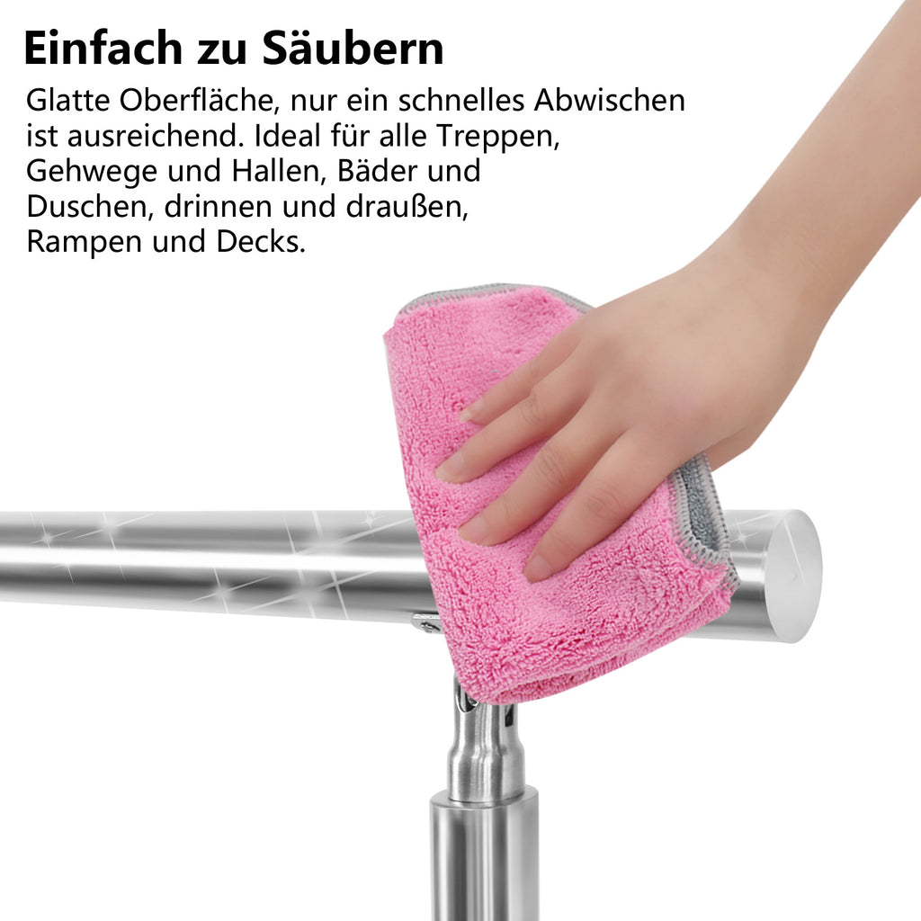 Cecaylie Edelstahl Treppengeländer 80–180 cm, Handlauf aus Edelstahl 201, verschiedene Querstreben