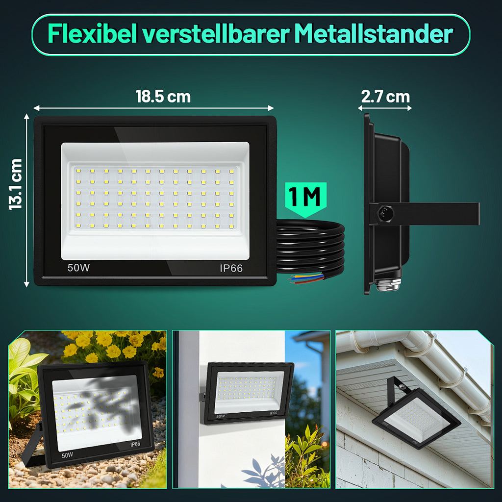 Cecaylie LED Fluter Außenstrahler 10–100W, IP66, 3000K/6000K, LED Flutlicht