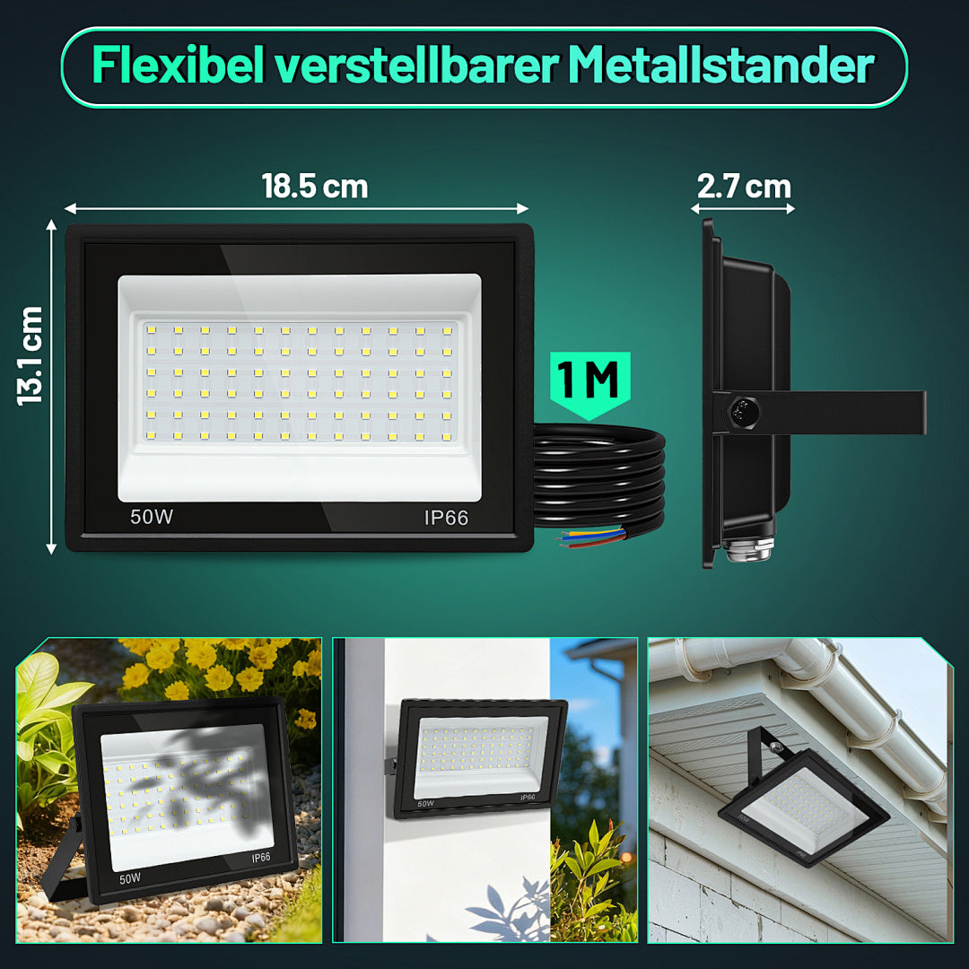Cecaylie LED Fluter Außenstrahler 10–100W, IP66, 3000K/6000K, LED Flutlicht