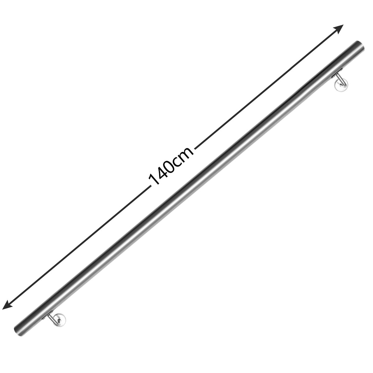 Cecaylie Handlauf Edelstahl Ø42 mm, Treppenhandlauf zur Wandmontage, 50–200 cm, Silber