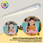 Cecaylie LED Feuchtraumleuchte IP65, 120/150 cm, Einrohr/Zweirohr