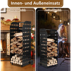 Kaminholzwagen mit Rädern – Brennholz Transportwagen bis 60 kg für Kamin und Ofen