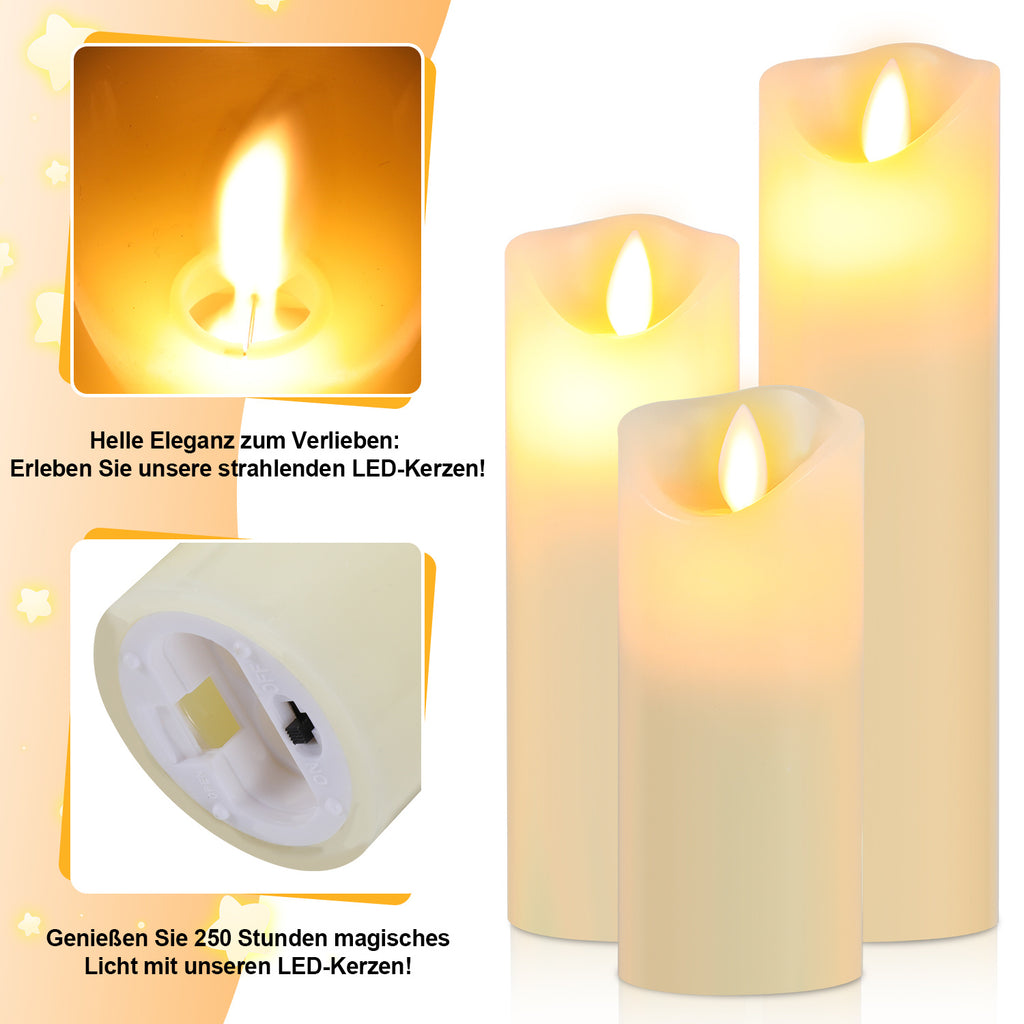 5er-Set LED-Echtwachskerzen mit Fernbedienung & Timer, Warmweiß