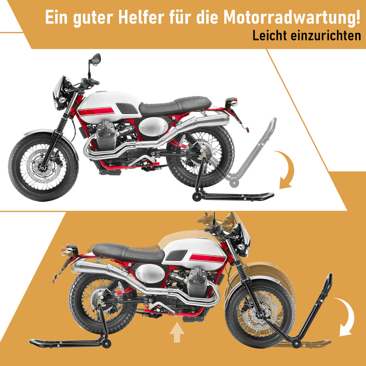 2er Set Motorrad-Montageständer vorne & hinten, verstellbar bis 300 kg