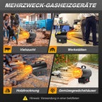 Gasheizgebläse 10/15/30 kW mit Gasschlauch & Druckminderer