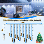 LED Eisregen Lichterkette 720 LED Weihnachtsbeleuchtung