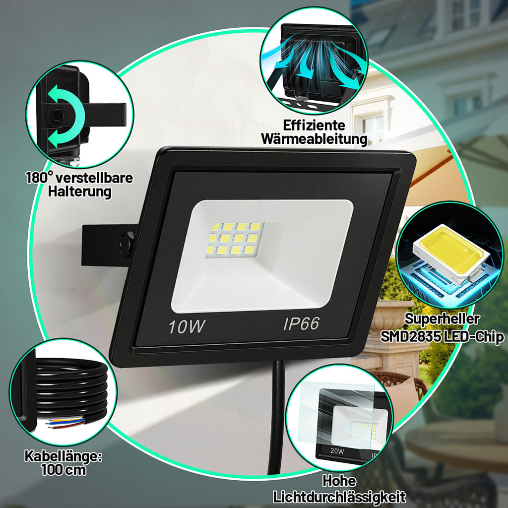 Cecaylie LED Fluter Außenstrahler 10–100W, IP66, 3000K/6000K, LED Flutlicht