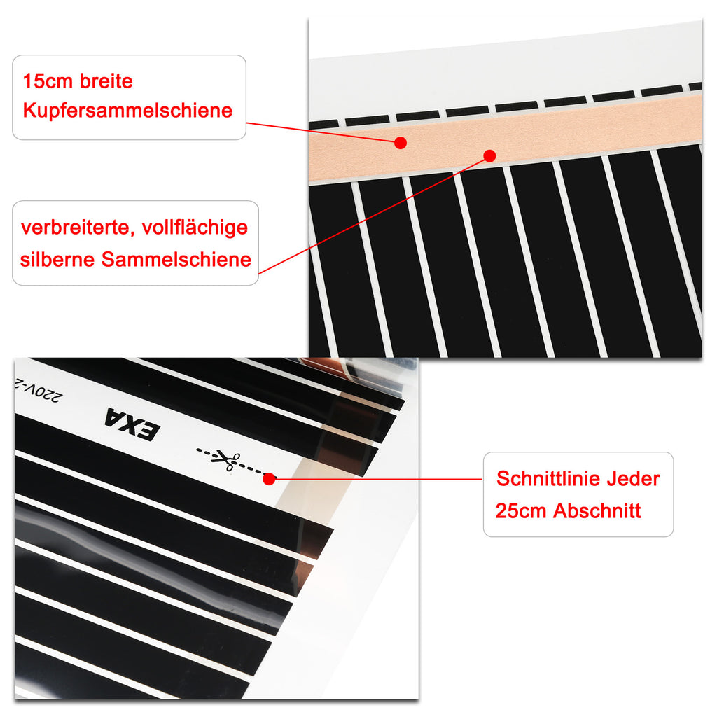 Dünne Heizfolie 0,3 mm für elektrische Fußbodenheizung