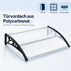 Türvordach Terrasse aus Polycarbonat  120cm–300cm, transparente Überdachung