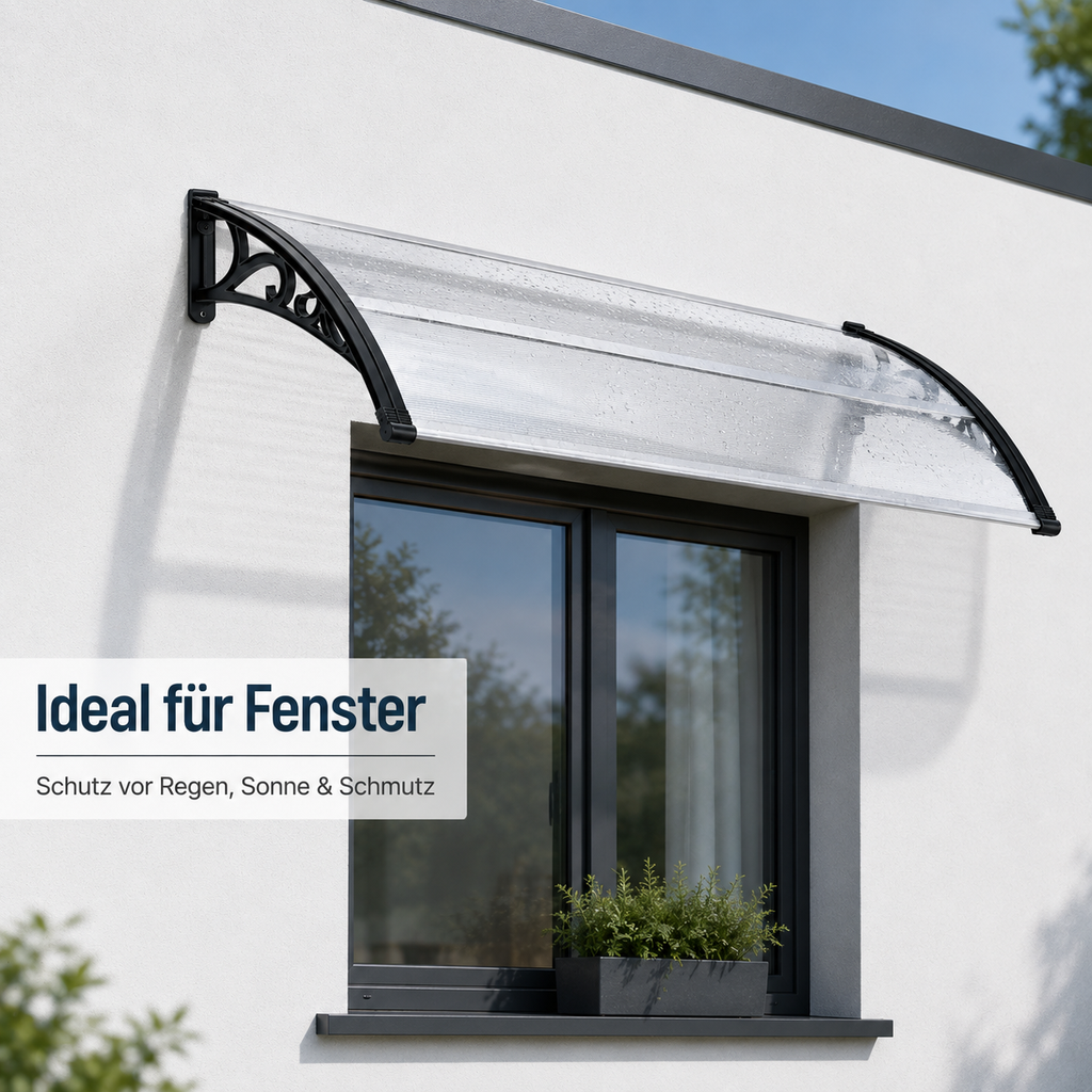 Türvordach Terrasse aus Polycarbonat  120cm–300cm, transparente Überdachung