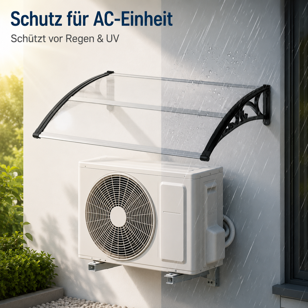 Türvordach Terrasse aus Polycarbonat  120cm–300cm, transparente Überdachung