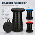Höhenverstellbarer Campinghocker faltbar bis 150 kg mit Tragegurt