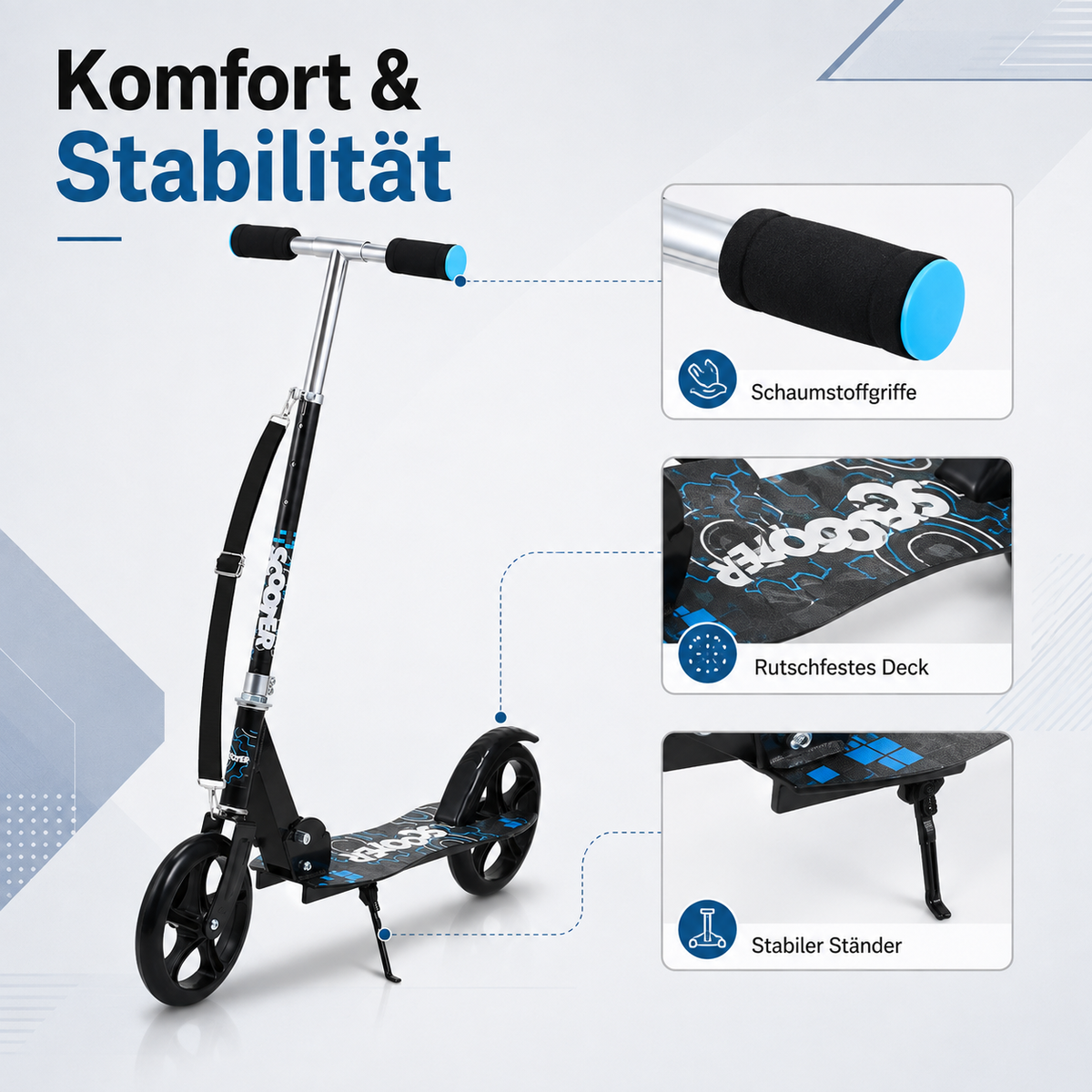 Kinderroller klappbar mit höhenverstellbarem Lenker, ABEC-7 Kugellager, bis 100 kg
