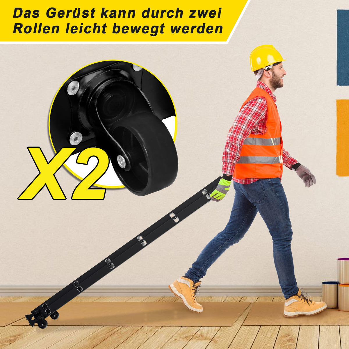 Cecaylie 4-in-1 Mehrzweckleiter 2×6 Sprossen mit Arbeitsplattform, Aluminium, 150 kg