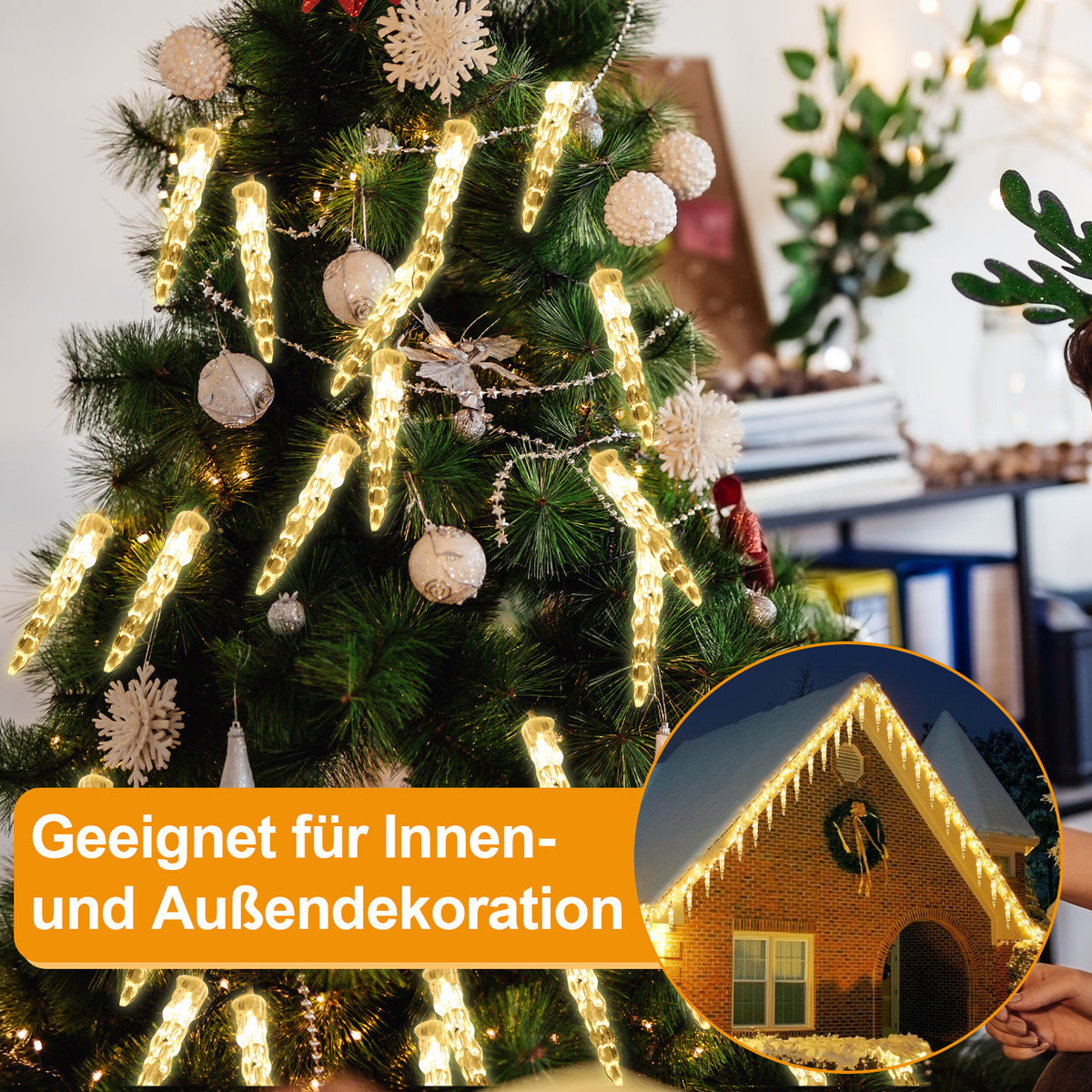 Solar LED Eisregen Lichterkette Warmweiß oder Kaltweiß