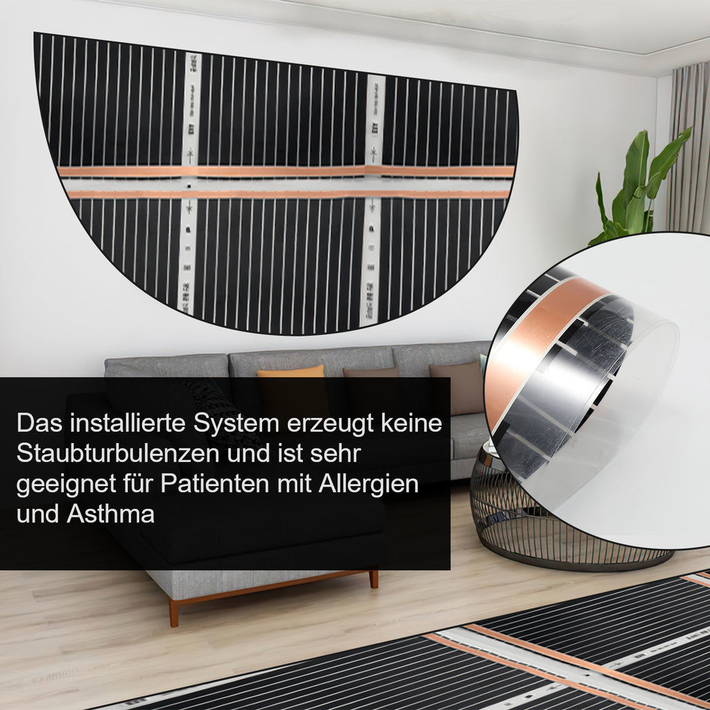 Elektrische Heizfolie 220 W/m² – Fußbodenheizung für Vinyl und Holzboden