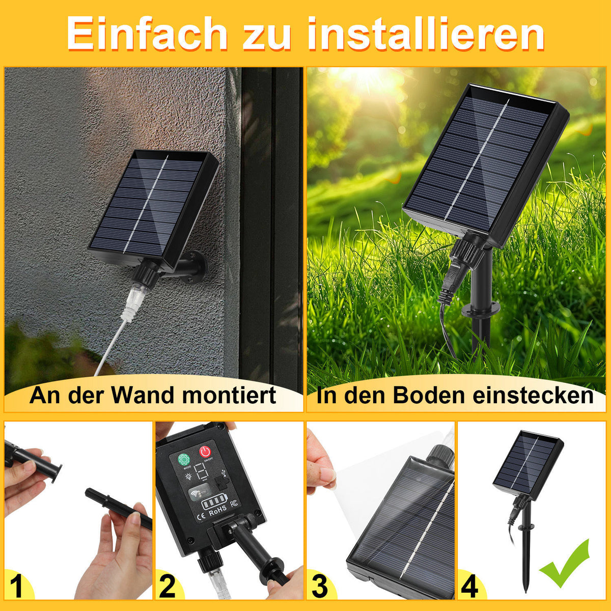 Solar LED Lichterkette 30–100 m mit 8 Modi & Fernbedienung