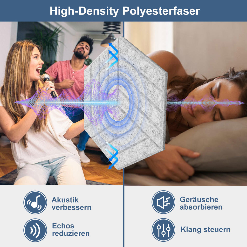 Selbstklebende Akustikplatten aus Polyester – 12/18 Stück