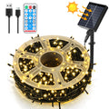 Solar LED Lichterkette 30–100 m mit 8 Modi & Fernbedienung