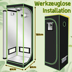 Cecaylie Growzelt 600D Oxford, Growbox Indoor mit reflektierender Folie, 5 Größen, Schwarz/Grün