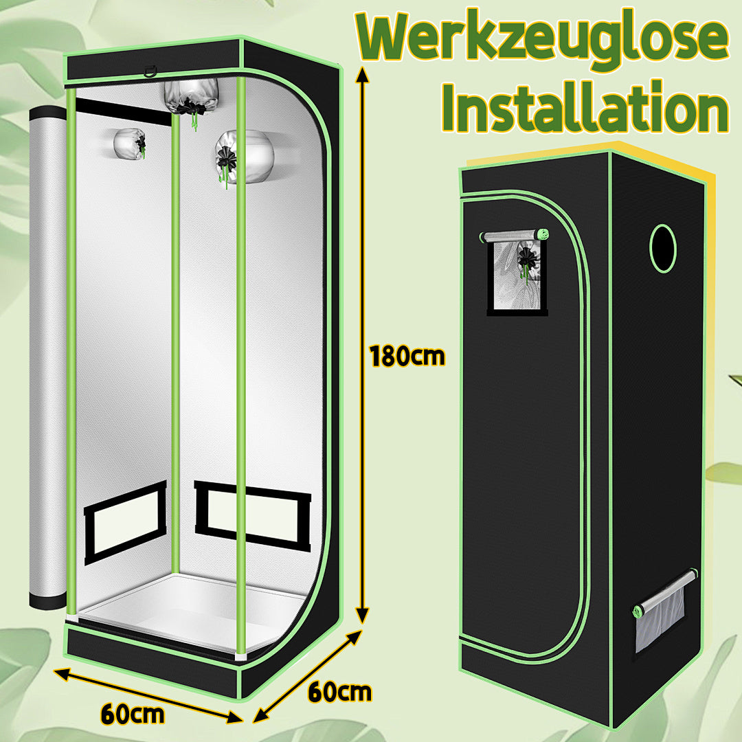 Cecaylie Growzelt 600D Oxford, Growbox Indoor mit reflektierender Folie, 5 Größen, Schwarz/Grün