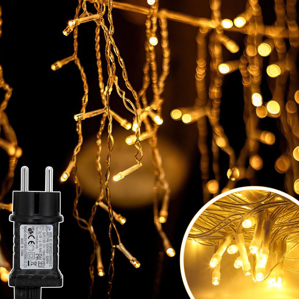 LED Eisregen Lichterkette 10 15 20 m mit 200 400 600 LEDs