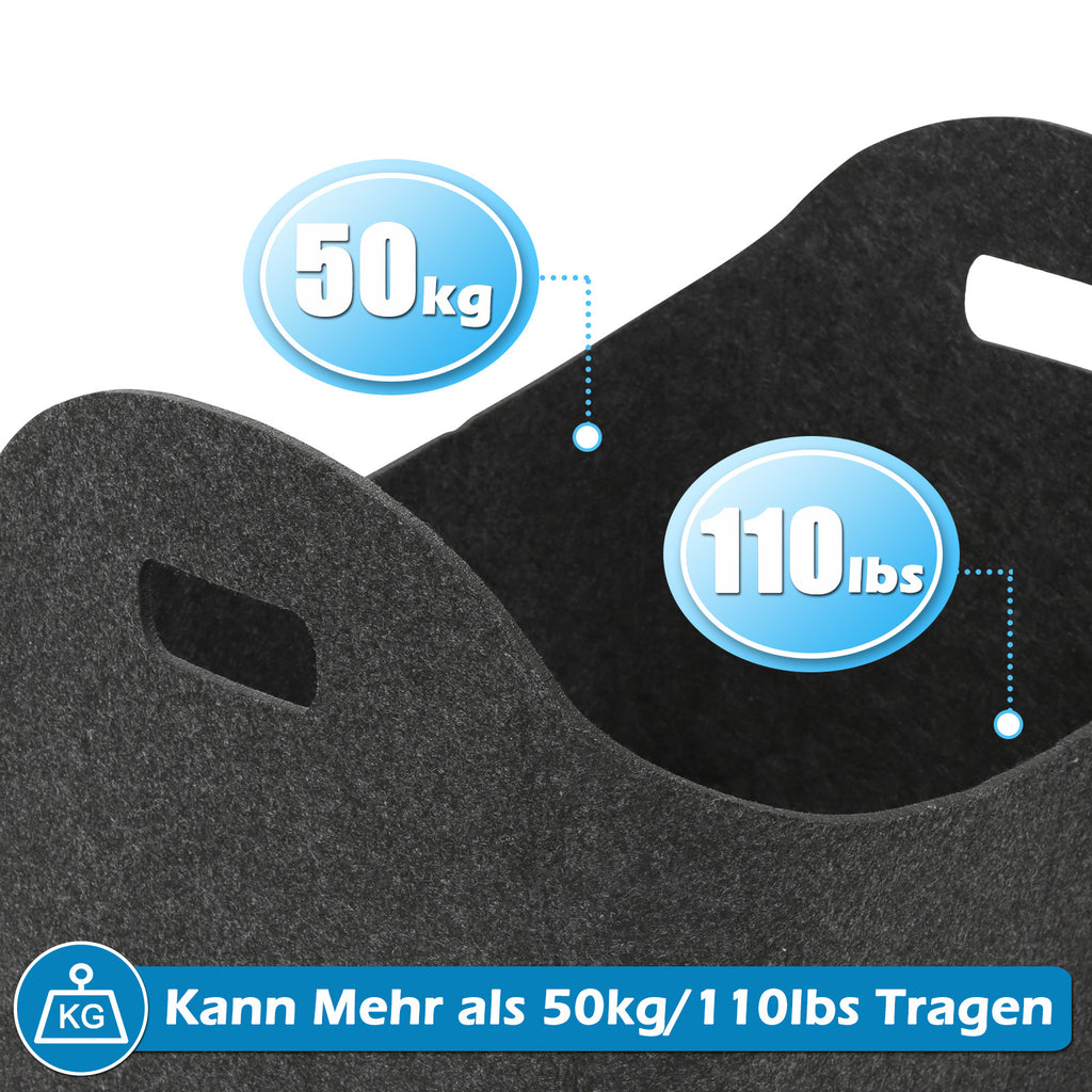 Filzkorb Kaminholztasche 2er Set – Faltbarer Aufbewahrungskorb für Holz und Zuhause