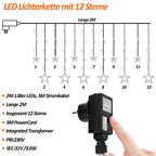 LED Sternenvorhang 2 m mit 138 LEDs & 8 Modi, Warmweiß
