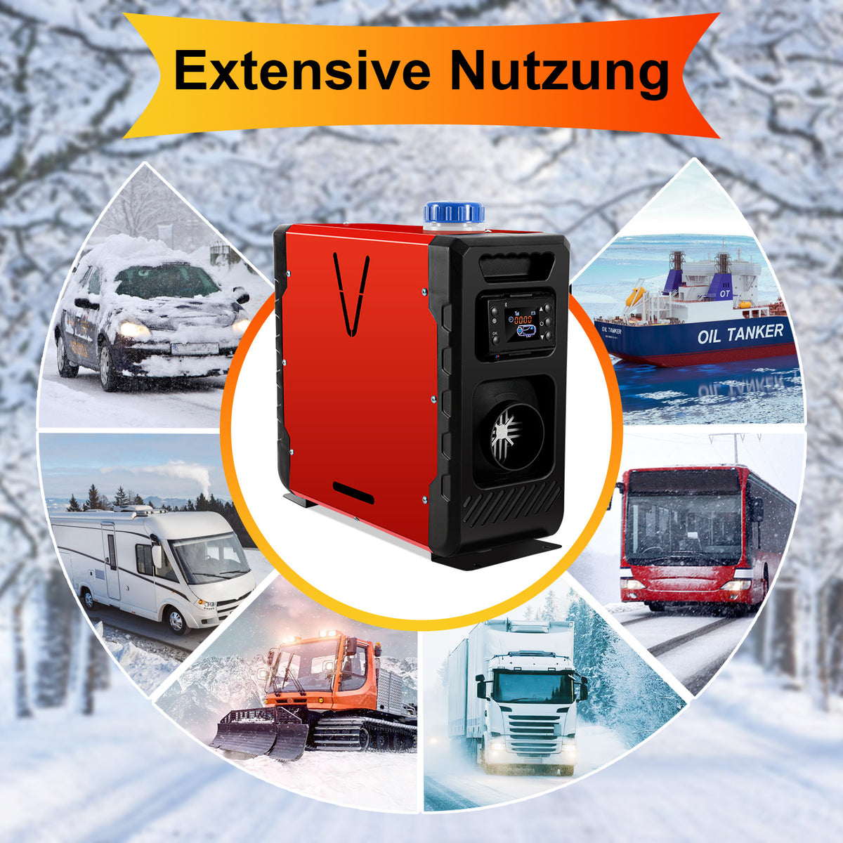 Diesel-Standheizung 8 kW 12–24 V mit Bluetooth, App, LCD & Fernbedienung