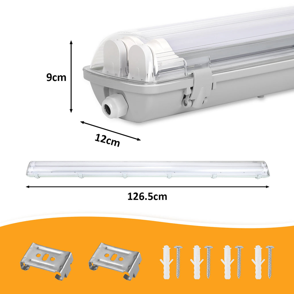 Cecaylie LED Feuchtraumleuchte IP65, 120/150 cm, Einrohr/Zweirohr