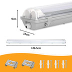 Cecaylie LED Feuchtraumleuchte IP65, 120/150 cm, Einrohr/Zweirohr