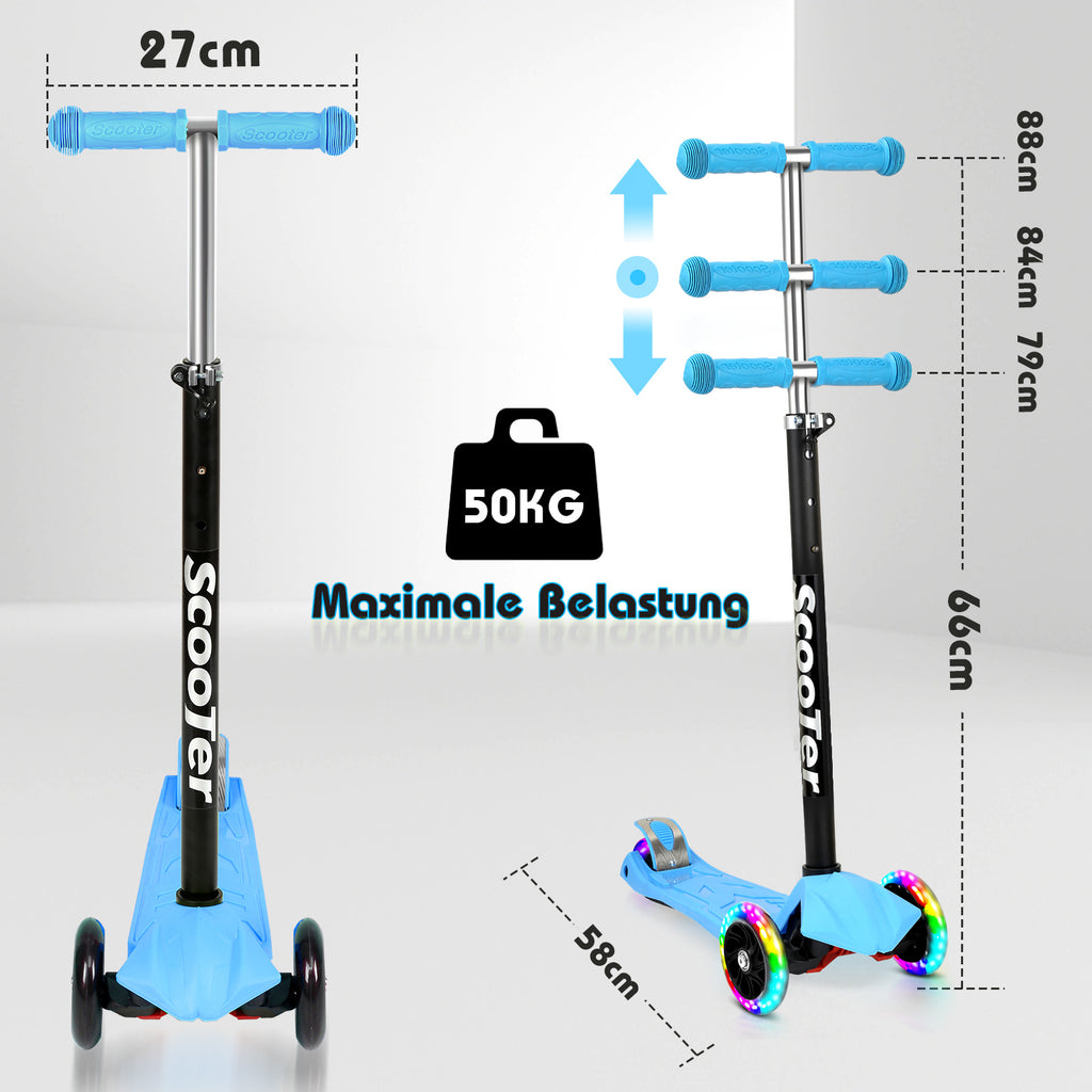 Cecaylie Dreirad-Scooter mit LED-Rädern, höhenverstellbar – 4 Farben