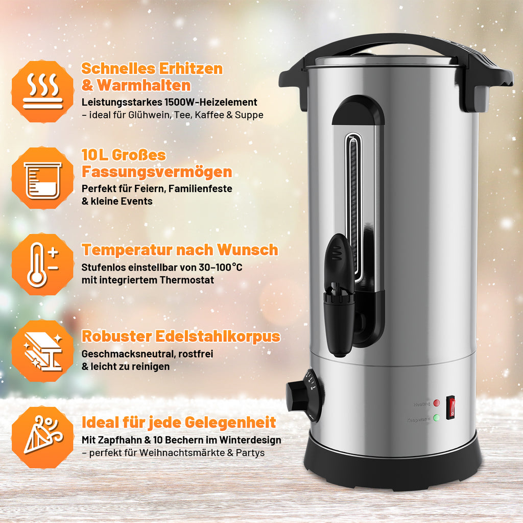 Cecaylie Heißgetränkespender für Glühwein Punsch Tee und Heißwasser