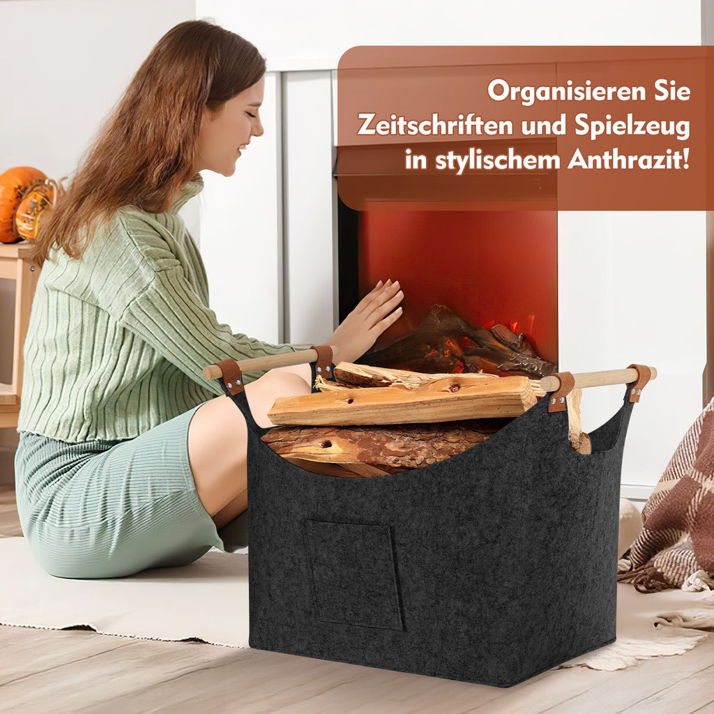 Filzkorb Aufbewahrungskorb – Vielseitige Filztasche für Kaminholz und Zuhause
