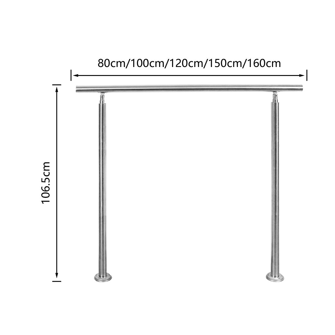 Cecaylie Edelstahl Treppengeländer 80–180 cm, Handlauf aus Edelstahl 201, verschiedene Querstreben