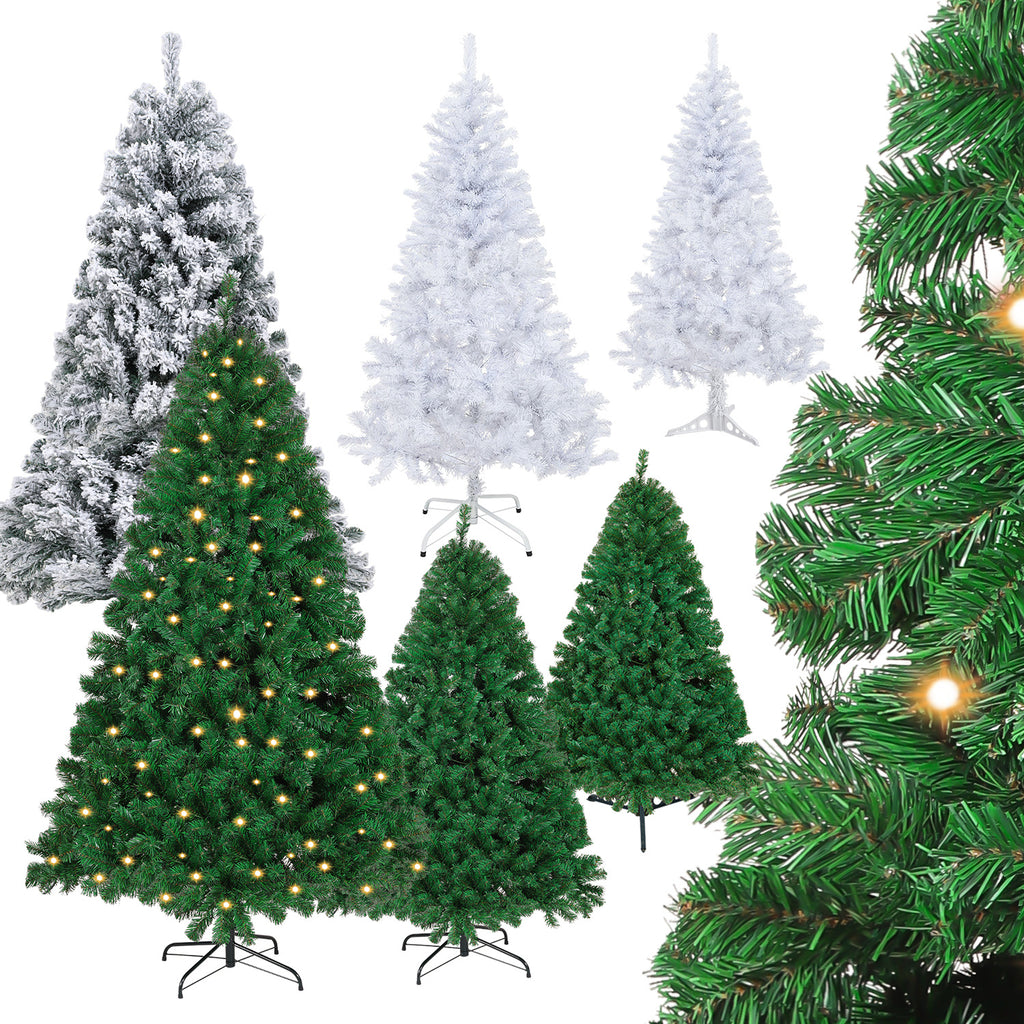 Künstlicher Weihnachtsbaum 120–210 cm – Grün, Weiß, Schnee-Effekt oder LED