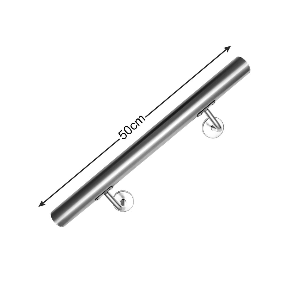 Cecaylie Handlauf Edelstahl Ø42 mm, Treppenhandlauf zur Wandmontage, 50–200 cm, Silber