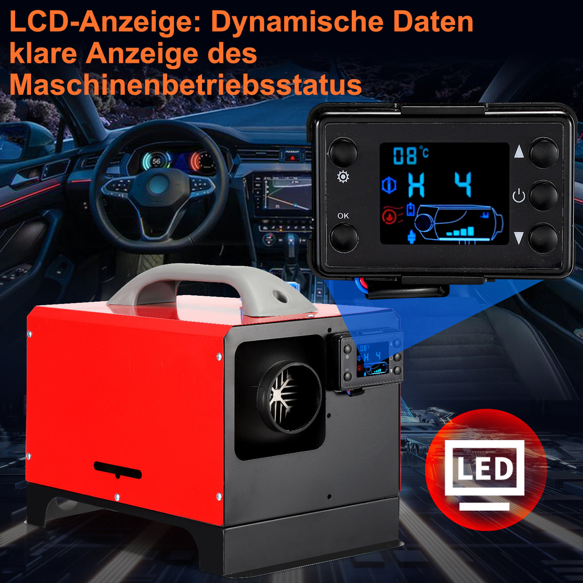Diesel-Standheizung 8 kW 12 V mit LCD & Fernbedienung