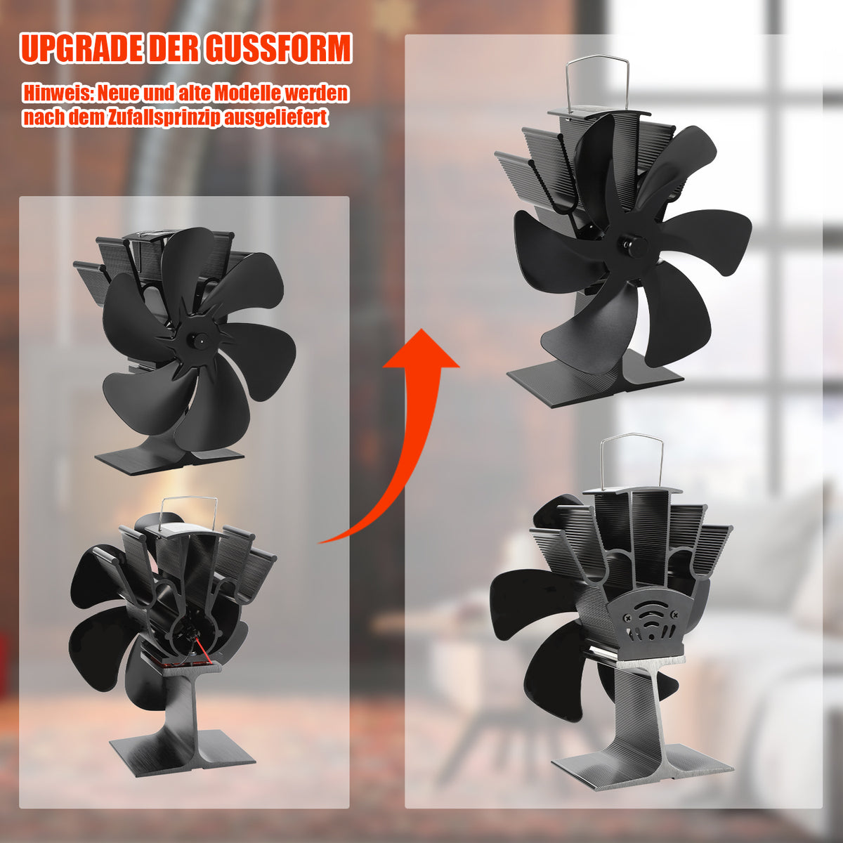 Cecaylie Kaminventilator mit 6 Flügeln, wärmebetrieben für Holzofen & Kaminofen
